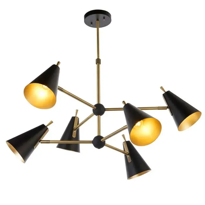 Modern matt black adjustable heads ceiling pendant light for living room, bedroom, dining room or hallway