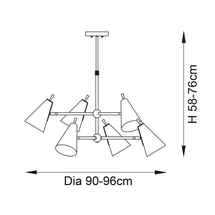 dimensions of 6 lights ceiling pendant light