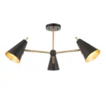 Modern matt black semi flush pendant ceiling light for living room, bedroom, dining room or hallway