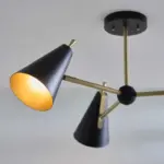 Modern matt black semi flush pendant ceiling light for living room, bedroom, dining room or hallway