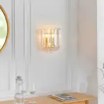 Brass Effect Crystal Droplets Wall Light