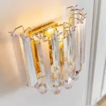 Brass Effect Crystal Droplets Wall Light