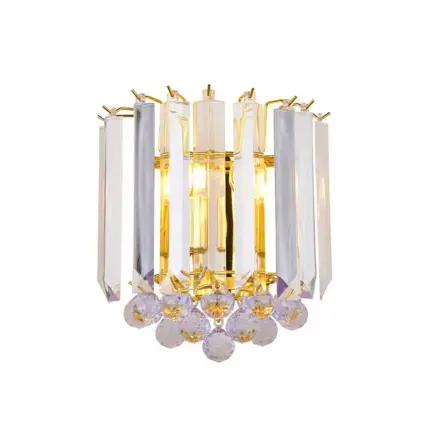 Brass Effect Crystal Droplets Wall Light