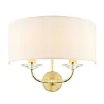 Brass White Shade Twin Wall Light