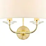 Brass White Shade Twin Wall Light