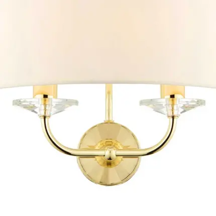 Brass White Shade Twin Wall Light