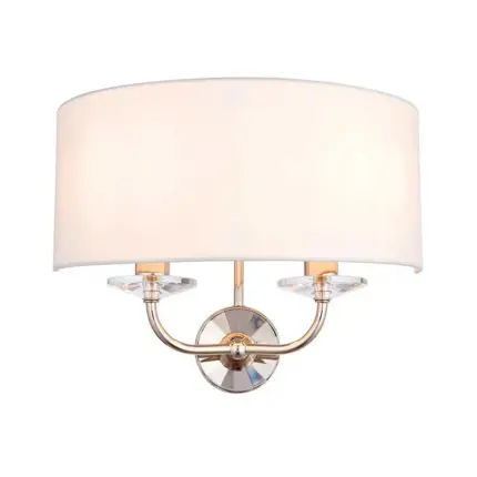 Bright Nickel White Shade Twin Wall Light