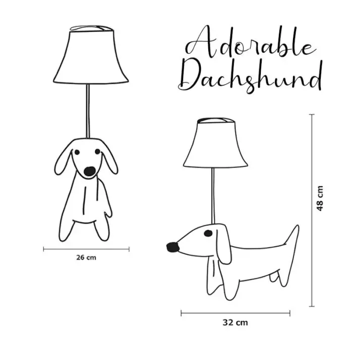 Buddy the Dachshund table lamp children's room lighting