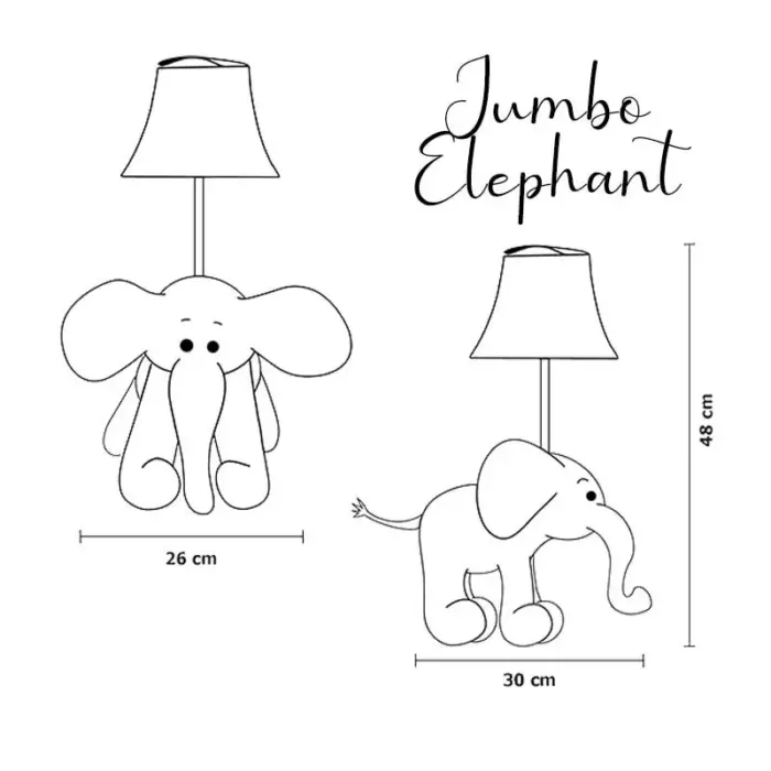 Jumbo the Elephant table lamp children's room lighting