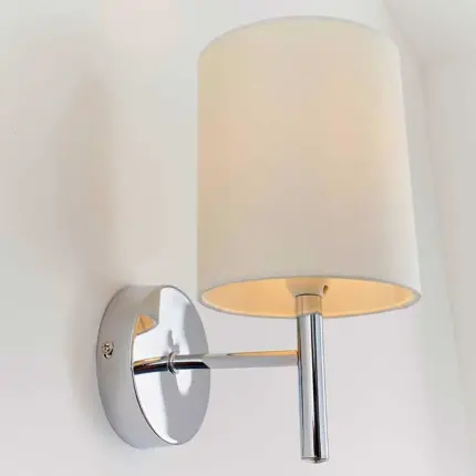 Polished Chrome White Fabric Shade Wall Light