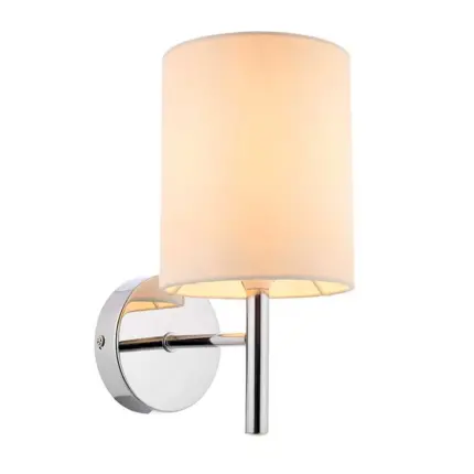 Polished Chrome White Fabric Shade Wall Light