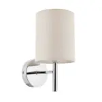 Polished Chrome White Fabric Shade Wall Light