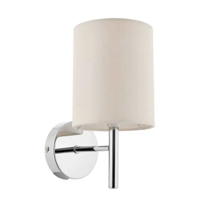 Polished Chrome White Fabric Shade Wall Light