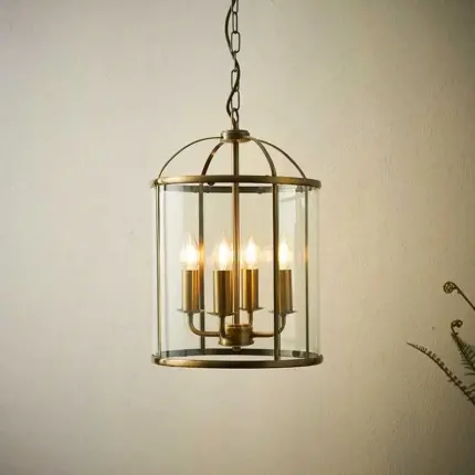 Antique Brass Clear Glass Pendant Light