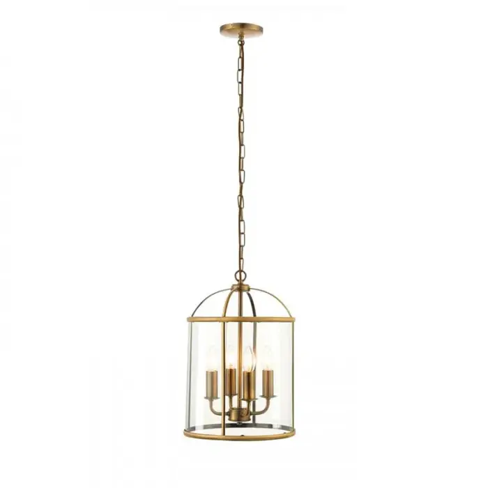 Antique Brass Clear Glass Pendant Light