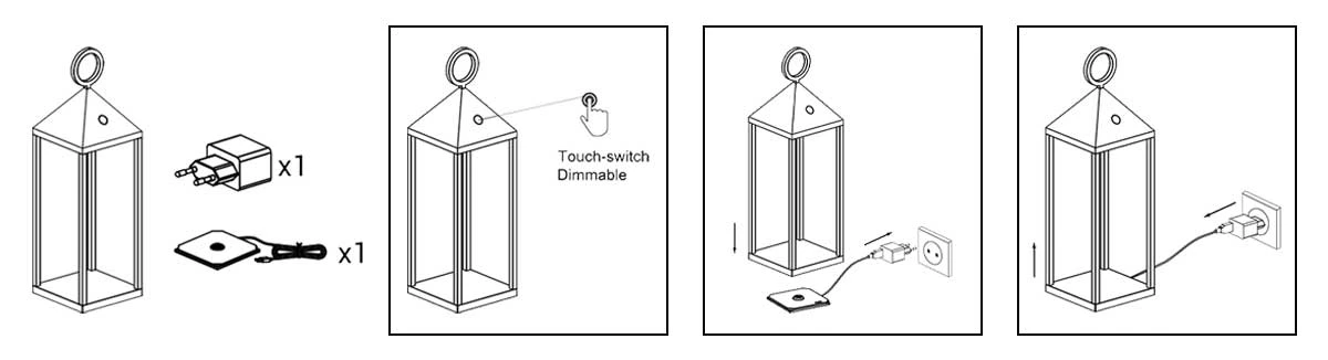 Assembly outdoor rechargeable lantern