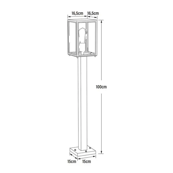 Box Head Post Bollard Light Black