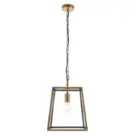 Antique Brass Glass Box Pendant Light