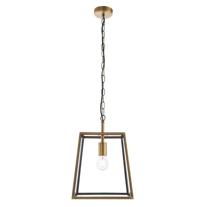 Antique Brass Glass Box Pendant Light