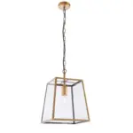 Antique Brass Glass Box Pendant Light