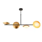 Gold & Black Dish Linear Pendant Light