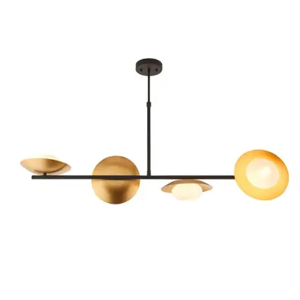 Gold & Black Dish Linear Pendant Light