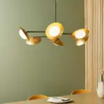 Gold & Black Dish Pendant Light With Pebble Shaped Glass