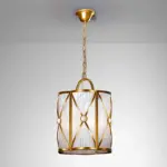 Gold Leaf White Thread Shade Pendant Light