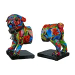 Multi Colour Dog Bookends Set