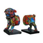 Multi Colour Dog Bookends Set