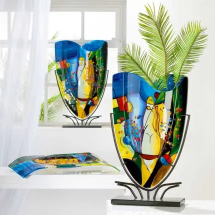 Multi Colour Glass Art Vase