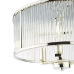 Polished Nickel Rodded Drum Glass Pendant Light