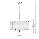 Polished Nickel Rodded Drum Glass Pendant Light