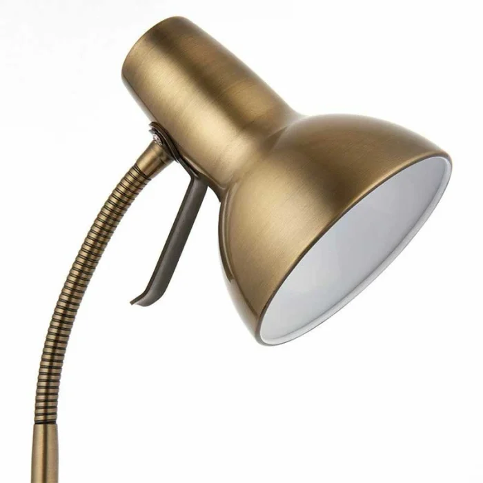 Antique Brass Task Table Lamp With USB Port