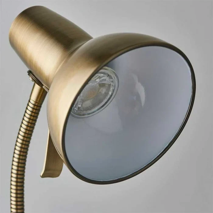 Antique Brass Task Table Lamp With USB Port