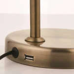 Antique Brass Task Table Lamp With USB Port