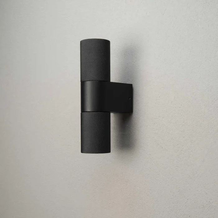 Black up & down outdoor wall light for patio, entrance and garden areas