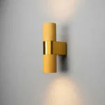 Gold up & down outdoor wall light for patio, entrance and garden areas