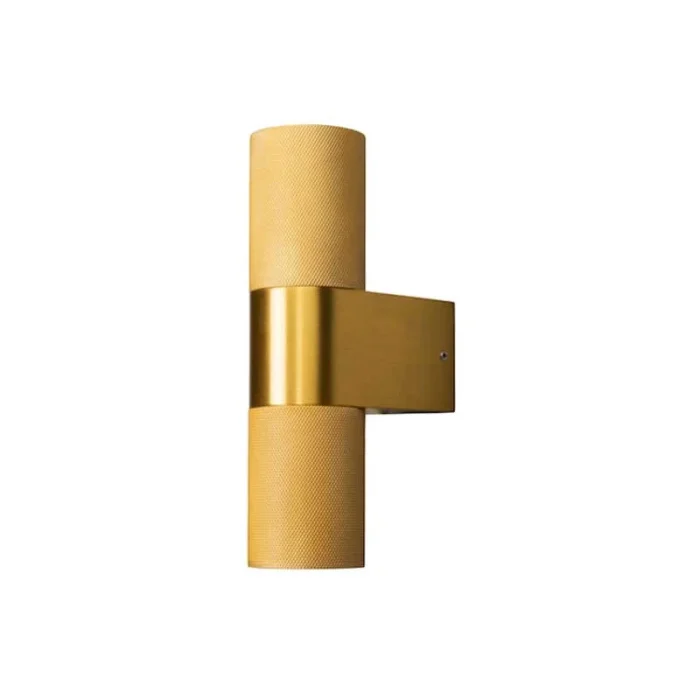 Gold up & down outdoor wall light for patio, entrance and garden areas