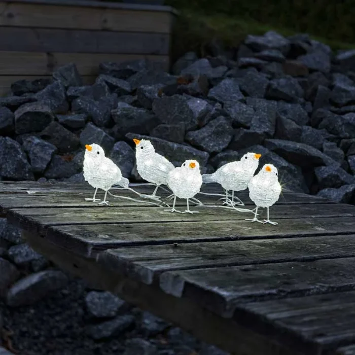 LED Acrylic Baby Birds Set Garden Decoration