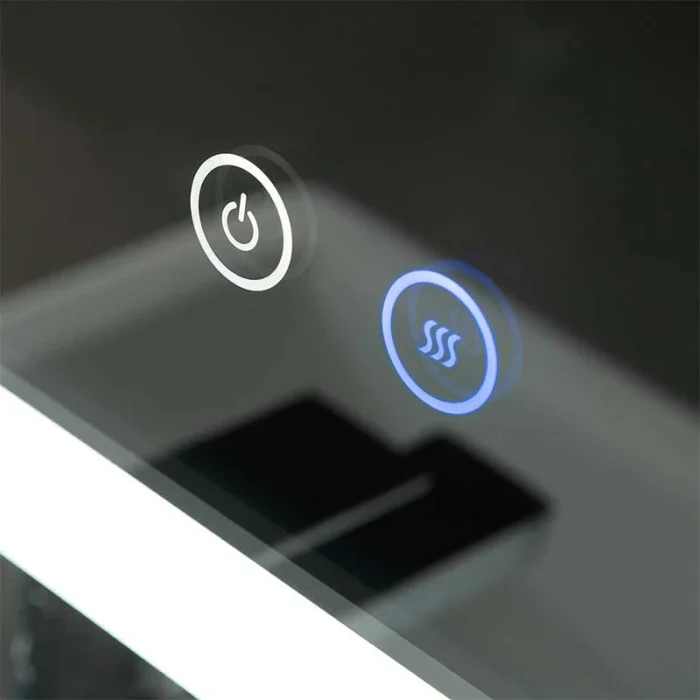 LED CCT Landscape Bathroom Mirror Buttons Close Up