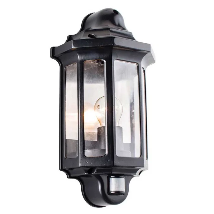 Satin Black Outdoor Wall Light With PIR Sensor