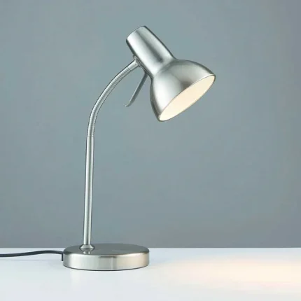 Satin Nickel Task Table Lamp With USB Port