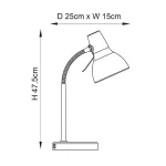 Satin nickel task table lamp dimensions