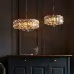 3 light pendant light in bright nickel finish with clear glass