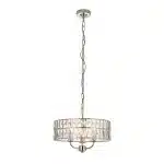 3 light pendant light in bright nickel finish with clear glass