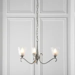 3 light pendant light in polished nickel finish with art deco glass shades