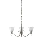 3 light pendant light in polished nickel finish with art deco glass shades