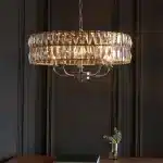 5 light pendant light in bright nickel finish with clear glass