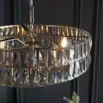 5 light pendant light in bright nickel finish with clear glass